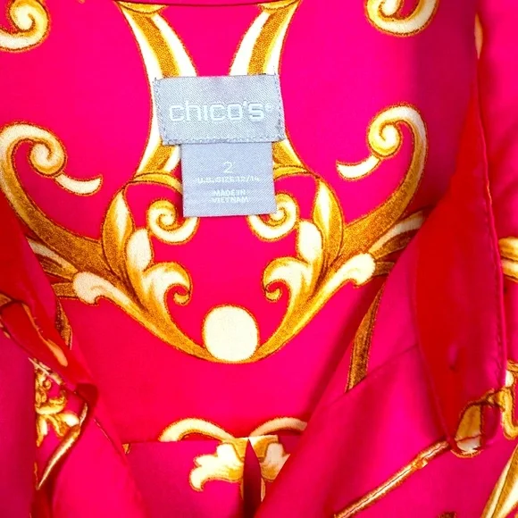 Fuschia Pink and Gold Tunic Blouse - Picture 5 of 6